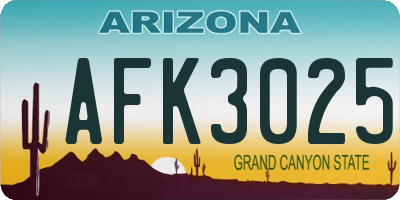 AZ license plate AFK3025