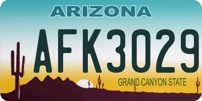 AZ license plate AFK3029