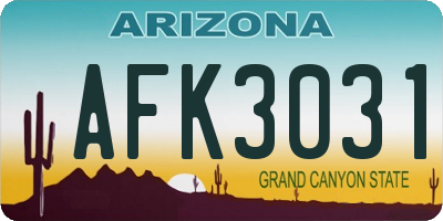 AZ license plate AFK3031