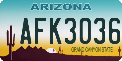 AZ license plate AFK3036