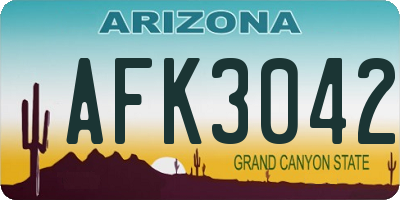 AZ license plate AFK3042