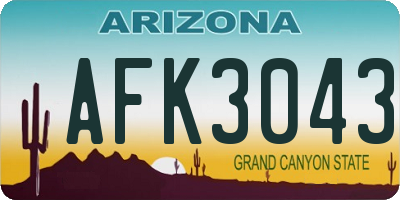 AZ license plate AFK3043