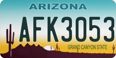 AZ license plate AFK3053