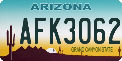 AZ license plate AFK3062