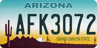 AZ license plate AFK3072