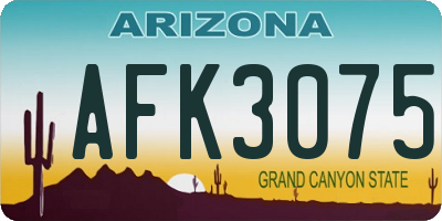 AZ license plate AFK3075