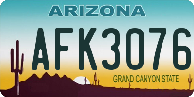 AZ license plate AFK3076