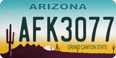 AZ license plate AFK3077