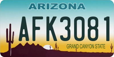 AZ license plate AFK3081