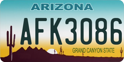 AZ license plate AFK3086