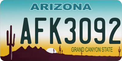 AZ license plate AFK3092