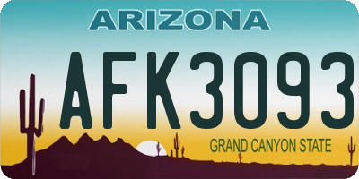 AZ license plate AFK3093