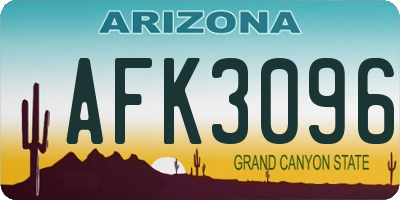 AZ license plate AFK3096