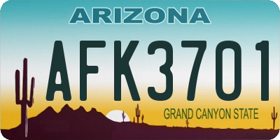 AZ license plate AFK3701