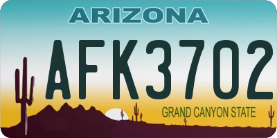 AZ license plate AFK3702