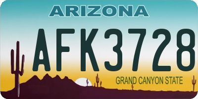 AZ license plate AFK3728
