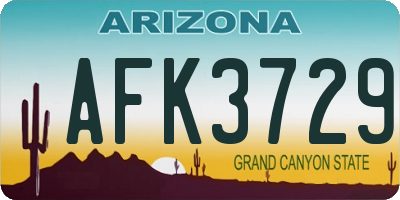 AZ license plate AFK3729