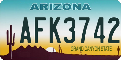 AZ license plate AFK3742