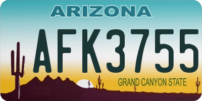 AZ license plate AFK3755