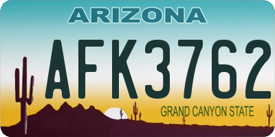 AZ license plate AFK3762