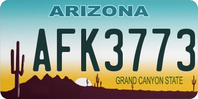 AZ license plate AFK3773