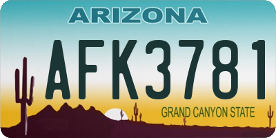 AZ license plate AFK3781