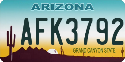 AZ license plate AFK3792