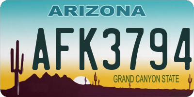 AZ license plate AFK3794