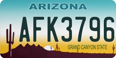 AZ license plate AFK3796