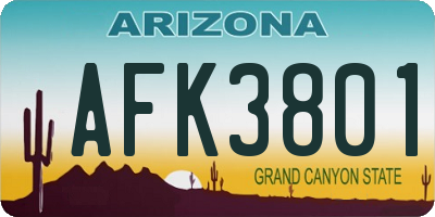 AZ license plate AFK3801