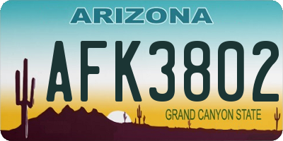 AZ license plate AFK3802