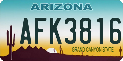 AZ license plate AFK3816
