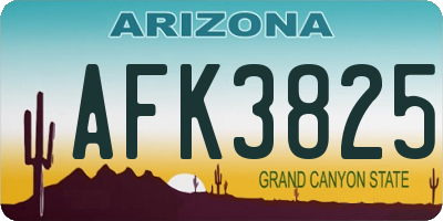 AZ license plate AFK3825