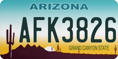 AZ license plate AFK3826