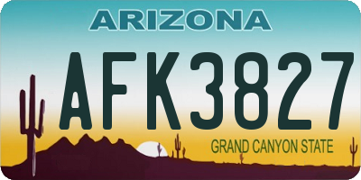 AZ license plate AFK3827