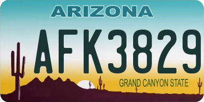 AZ license plate AFK3829