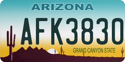 AZ license plate AFK3830