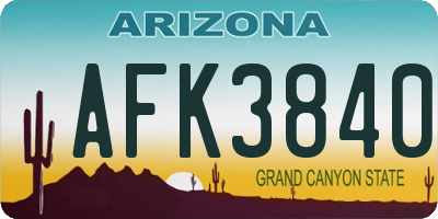 AZ license plate AFK3840