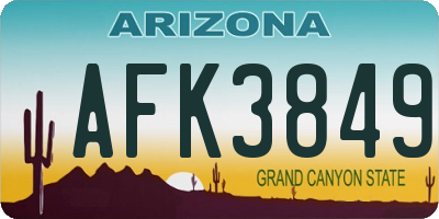 AZ license plate AFK3849