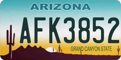 AZ license plate AFK3852