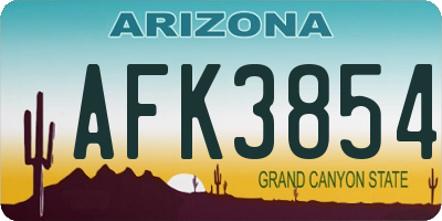 AZ license plate AFK3854