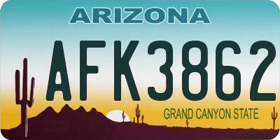 AZ license plate AFK3862