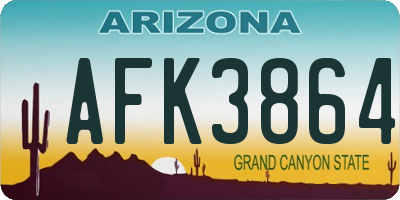 AZ license plate AFK3864