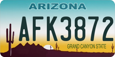 AZ license plate AFK3872
