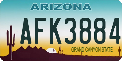 AZ license plate AFK3884