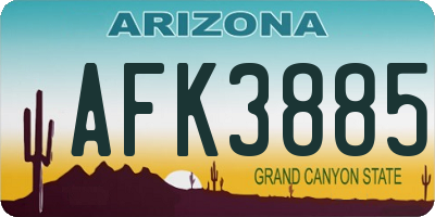 AZ license plate AFK3885