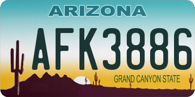 AZ license plate AFK3886