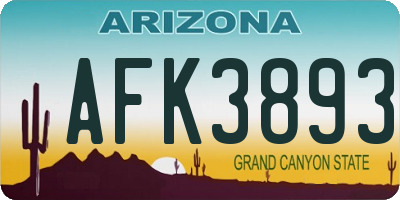 AZ license plate AFK3893
