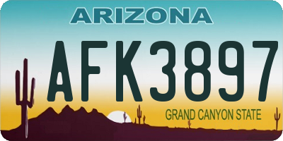 AZ license plate AFK3897