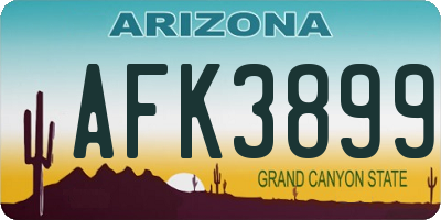 AZ license plate AFK3899